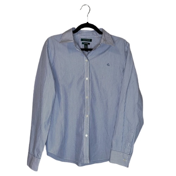 Lauren Ralph Lauren Striped Button Up Career Non-Iron Women's Blouse Size XL - Picture 1 of 9